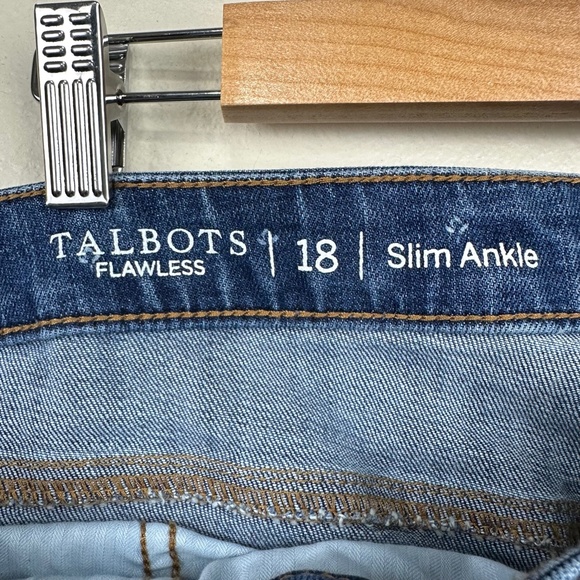 Talbots Floral Print Slim Ankle Blue Jeans 18 - Picture 4 of 6